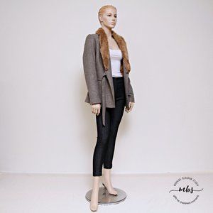 Banana Republic Luxury Italian Flannel Blazer with Detachable Faux Fur Collar